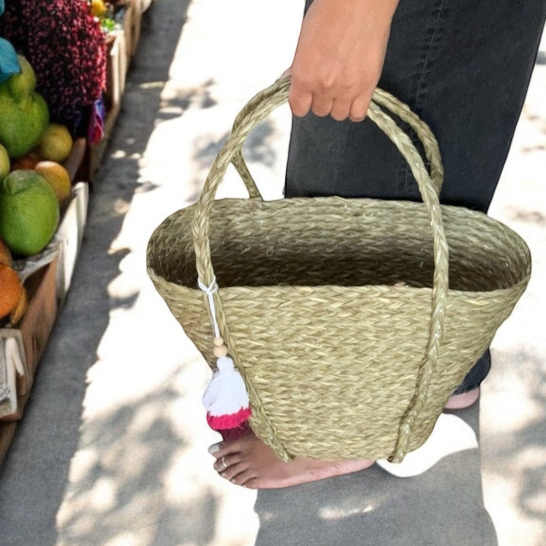Handwoven Natural Fiber Grocery Bag