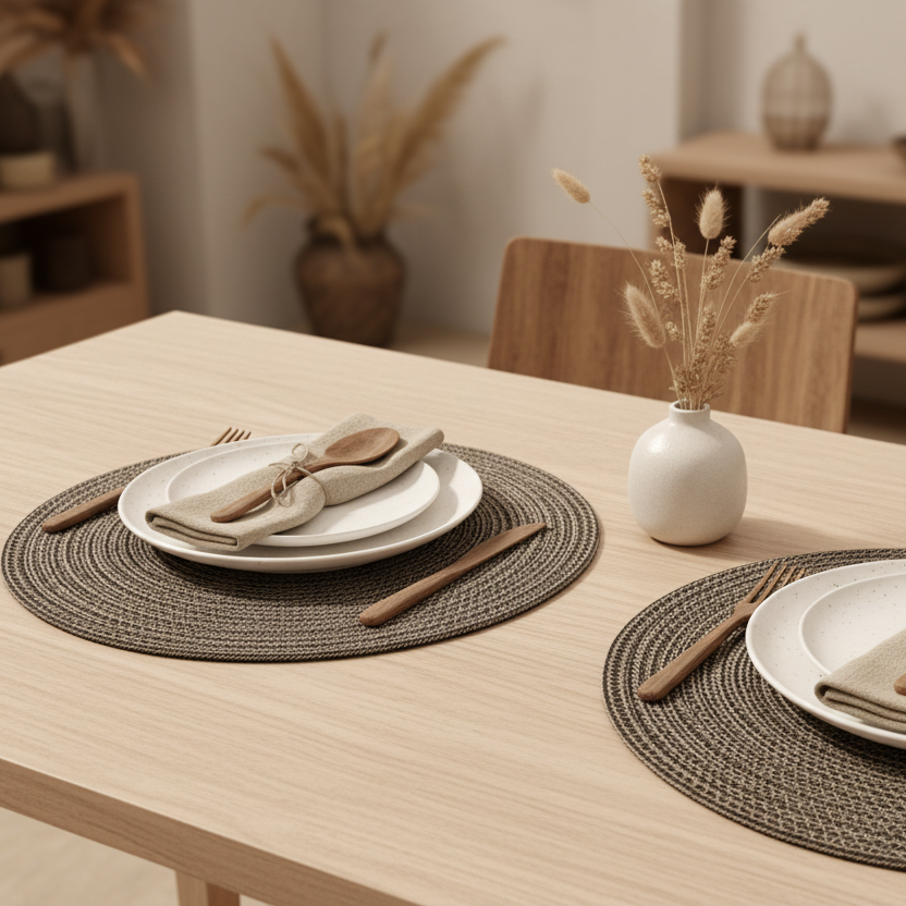 Cotton Rope 15" Mocha Placemat | Black and Brown| 2 units
