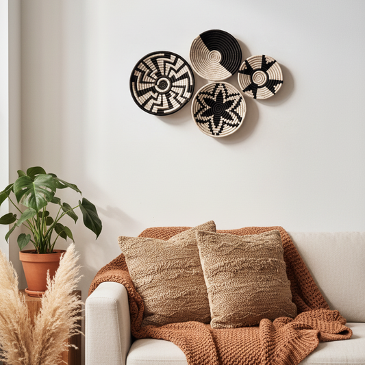 Sabai Grass Moonshadow Wall Baskets | Multicolor| Set of 4